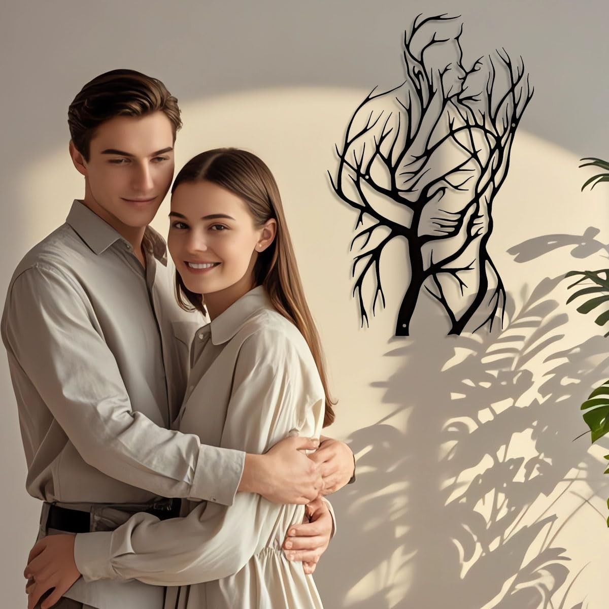 Metal Couple Tree of Life Wall Art Black Romantic