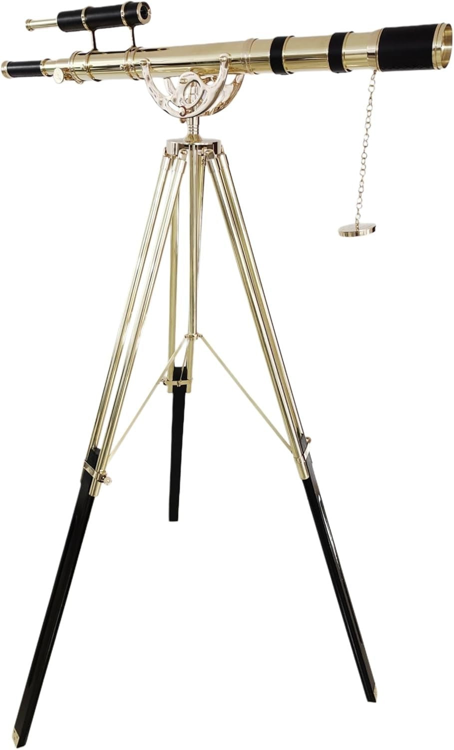 Brass Floor Telescope 65" Nautical Decor Tripod Stand Shiny Brass Finish