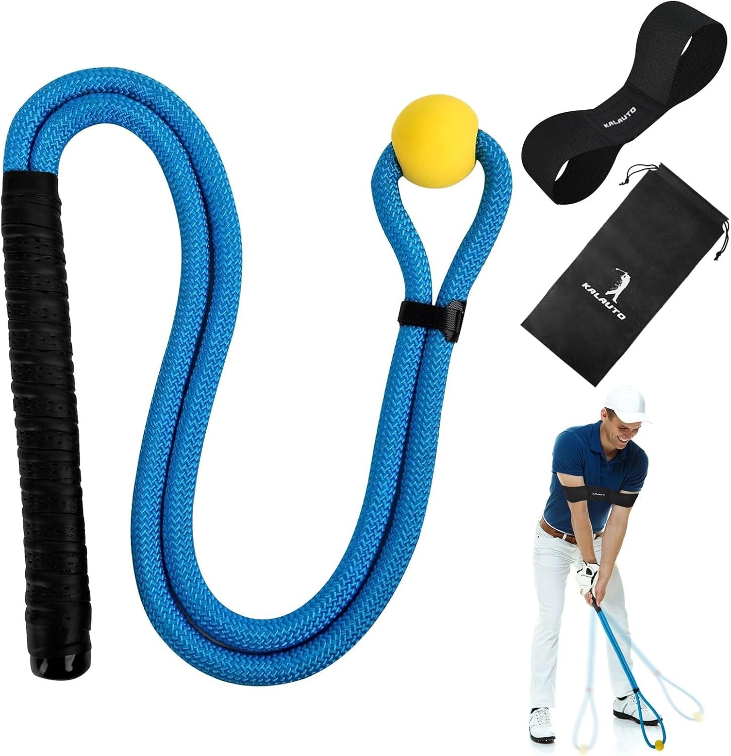 Golf Rope Swing Trainer Set Weighted Ball Tempo & Arm Band Aid