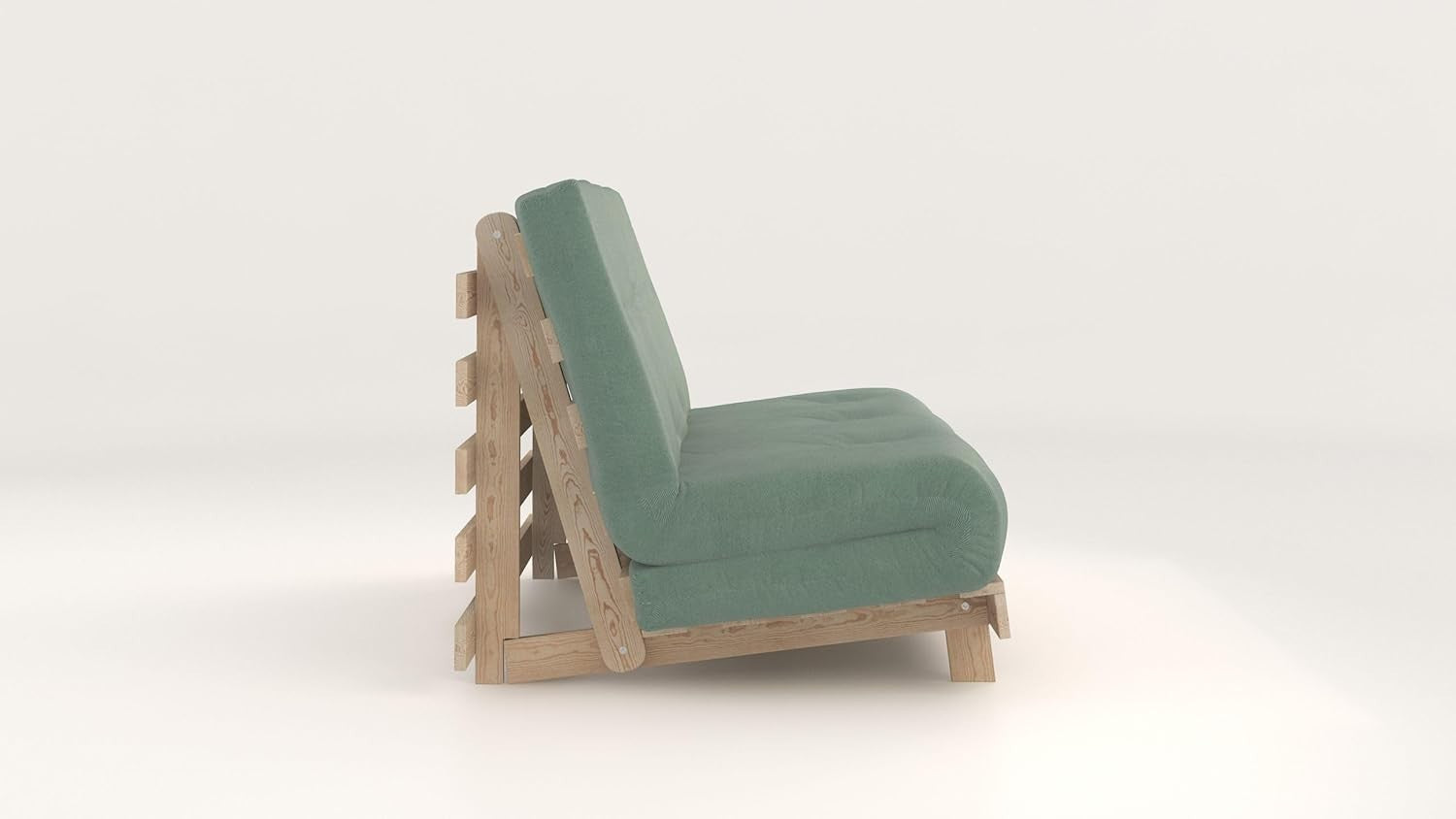 Double Futon Sofa Bed 137cm Harmony Green Wool Mix with Wood Frame