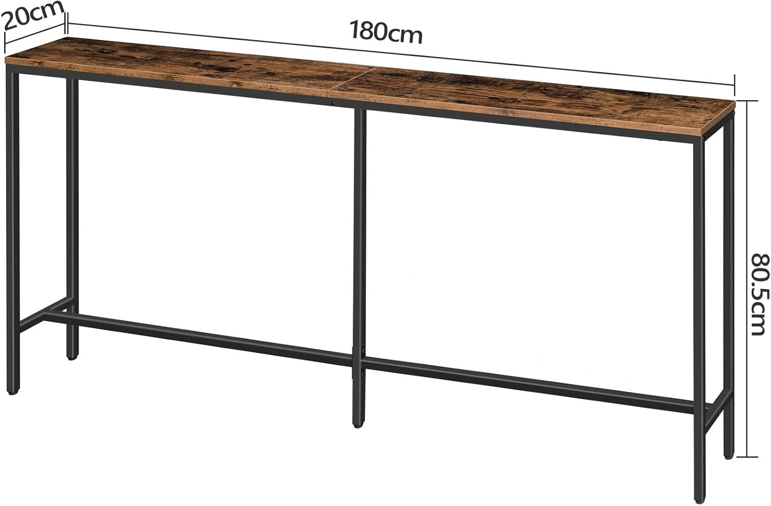 Narrow Console Table Rustic Wood Metal Frame – 180cm Hallway Sofa Side