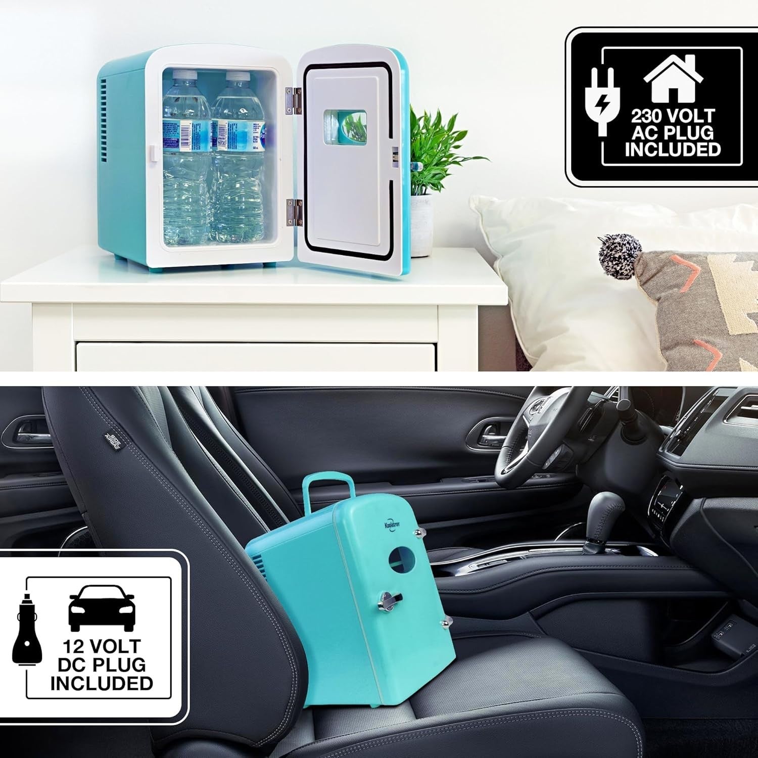 Portable Mini Fridge 4L 12V AC/DC Retro Cooler Bedroom Car Desk Aqua
