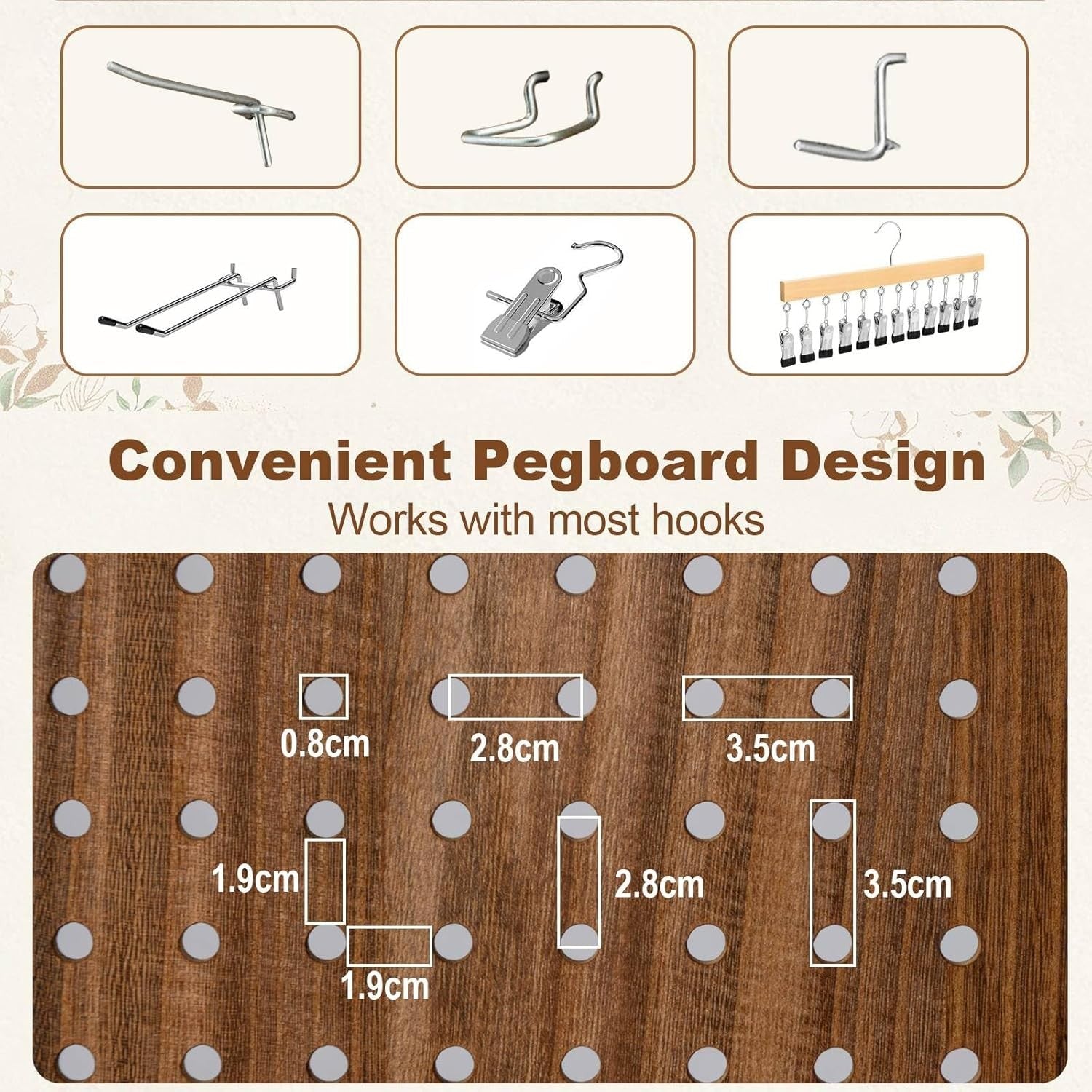 4 Panel Wooden Room Divider Folding Privacy Screen Pegboard Partition 160x170cm