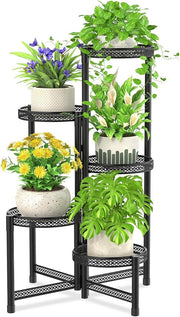 5 Tier Black Metal Plant Stand Indoor Outdoor Corner Tiered Flower Shelf