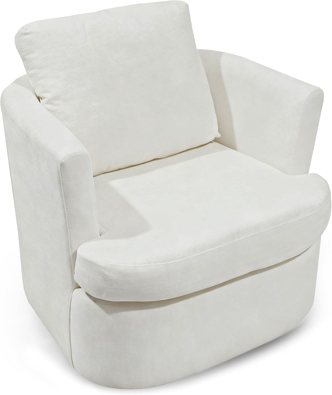 Swivel Tub Chair Accent Armchair with Pillow White Fabric