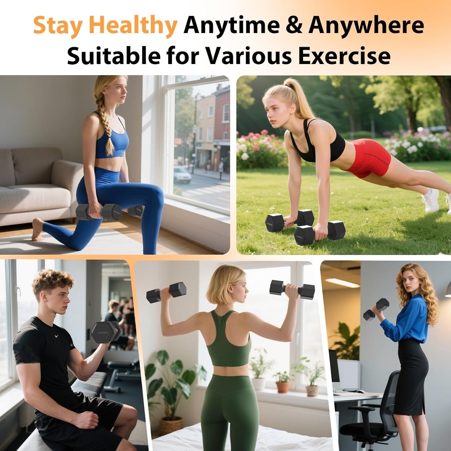 4-in-1 Adjustable Dumbbell Pair 1–2.3kg Soft Grip Non-Slip Home Gym