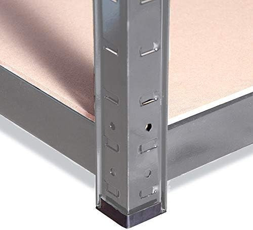 5-Tier Garage Shelf Unit 180x90x40cm Adjustable Heavy-Duty Grey MDF + Steel