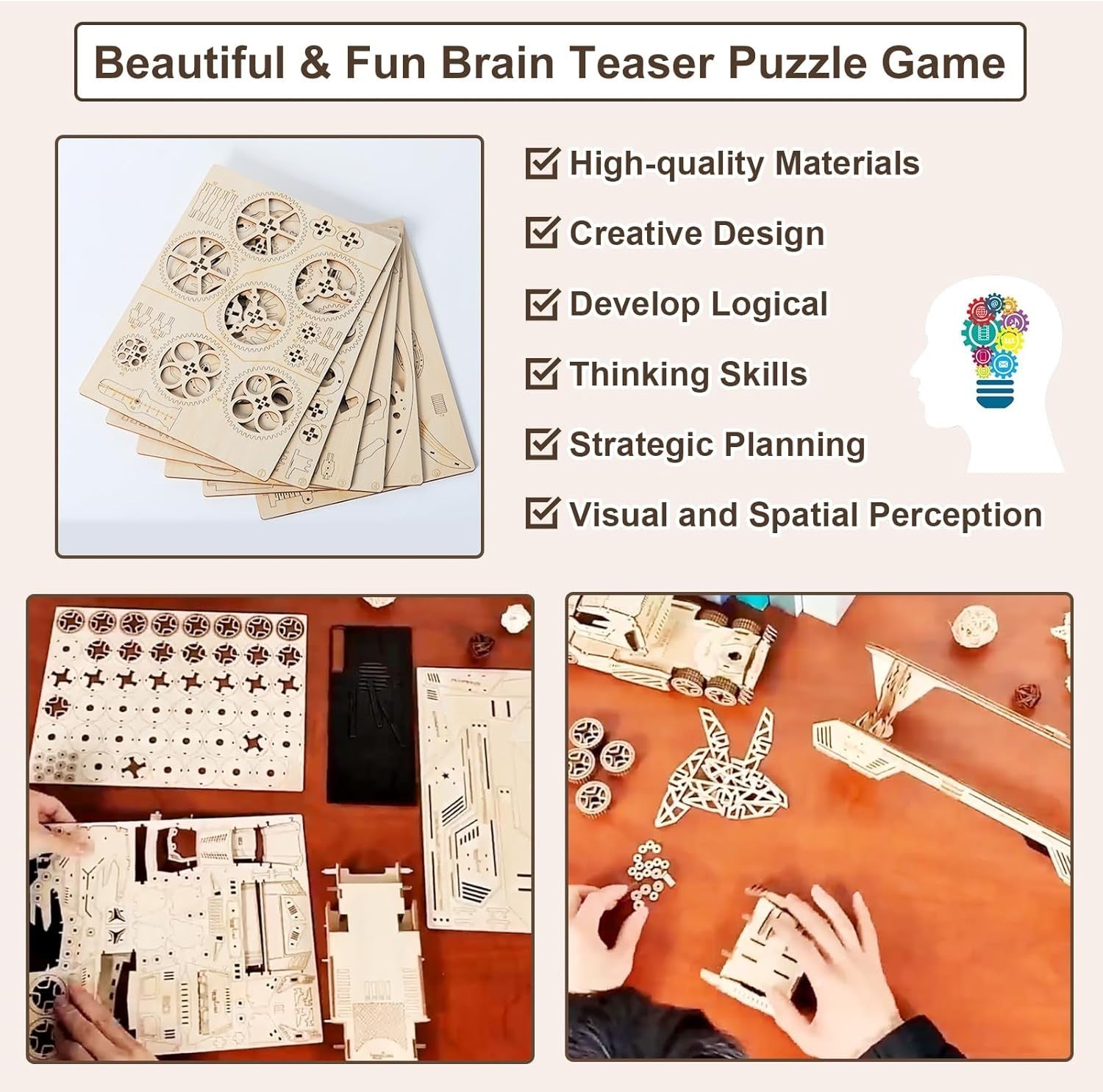 3D Wooden Red Wine Rack Puzzle DIY Model Kit, 287 Pieces, Easy Assembly
