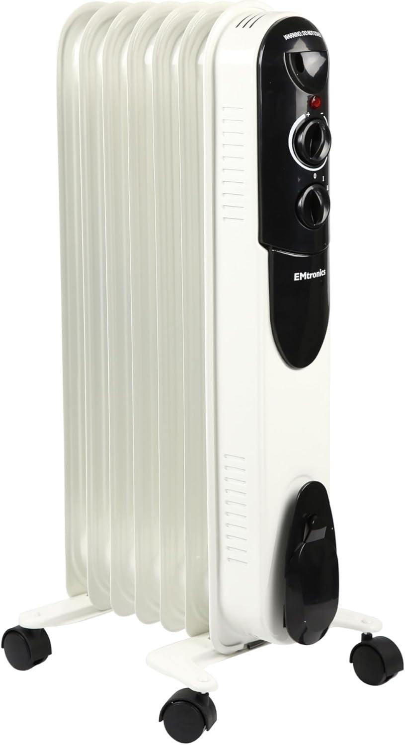 1500W Portable Oil-Filled Heater Radiator 7 Fin Adjustable Thermostat