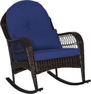 Rattan Garden Rocking Chair Outdoor Patio Seat w/ Cushions & Lumbar