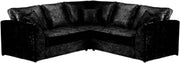 Black 5-Seater L-Shape Sofa Crushed Velvet Scatter Back Cushions Armrest