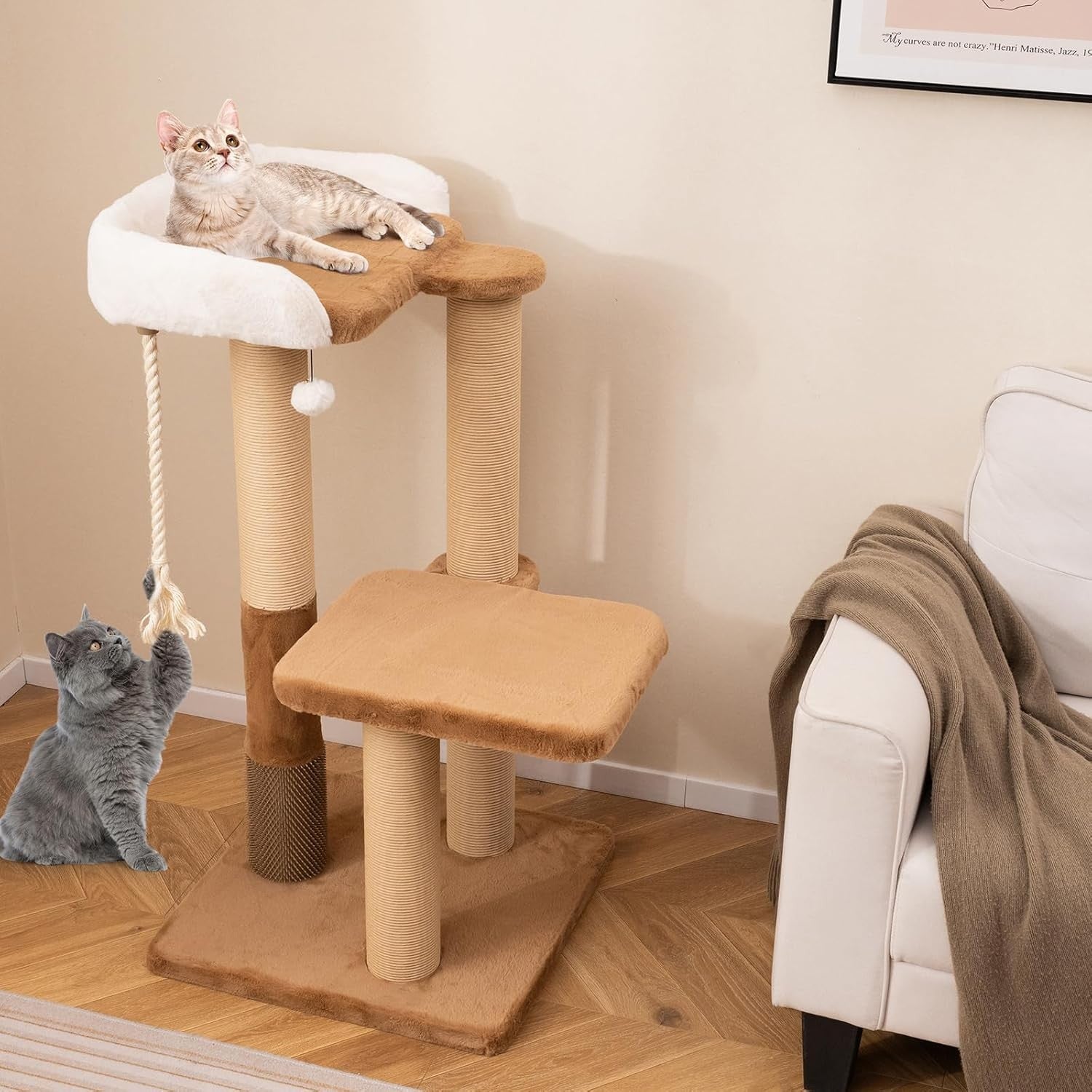 Cat Tree 112cm Multi Level Tower Plush Perch Scratching Posts Indoor Cats