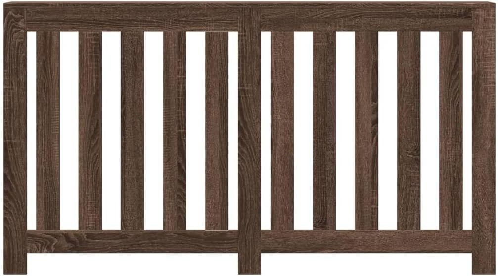 Brown Oak Radiator Cover Shelf | Slatted Wood Design 149x20x82cm