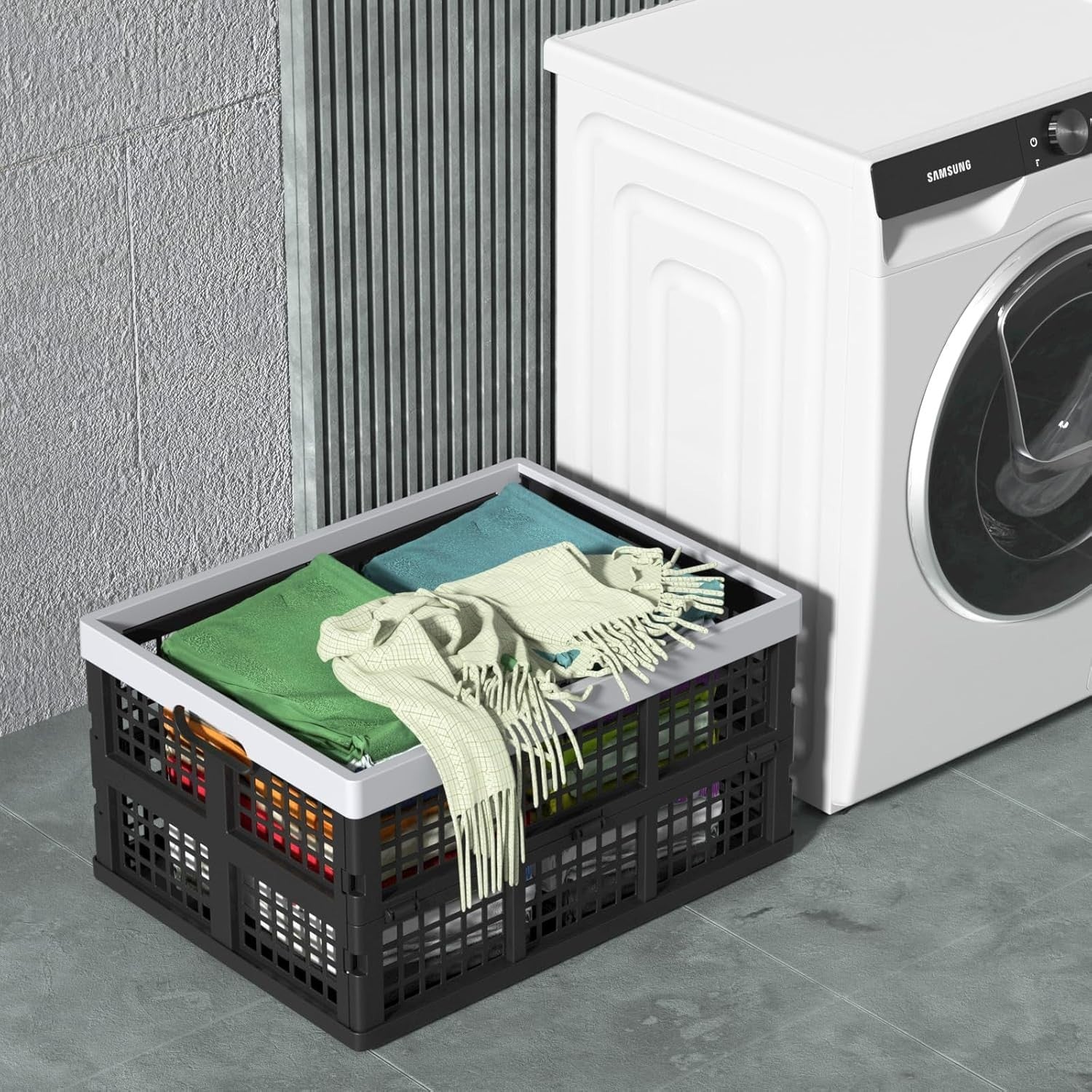Foldable Storage Crates 44x33x23cm – Collapsible Plastic Bins for Home & Travel