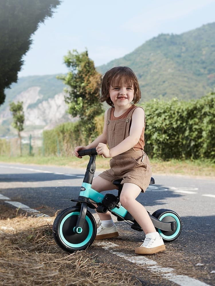 5 in 1 Toddler Tricycle Balance Bike Push Trike w Parent Handle Blue