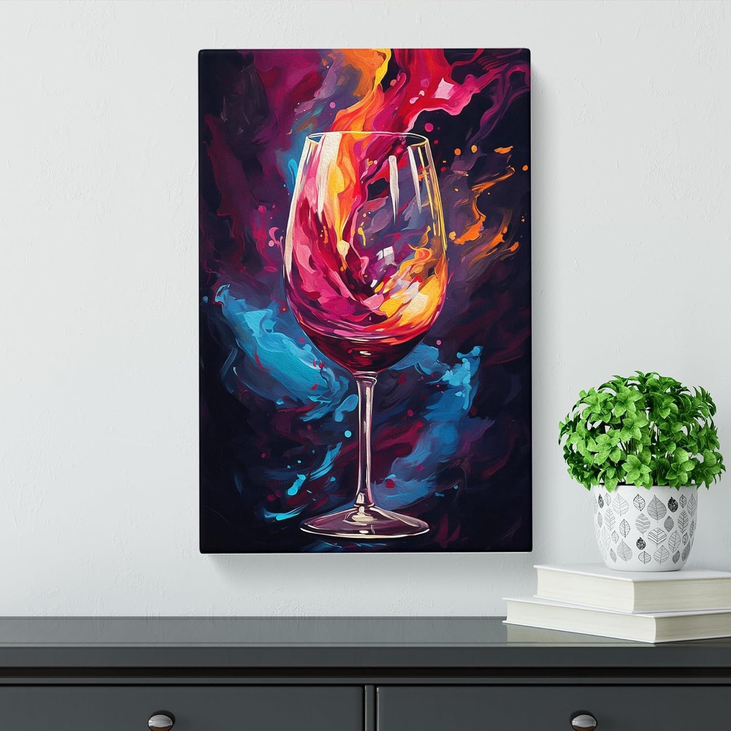 Abstract Wine Canvas Wall Art 76x50cm Framed