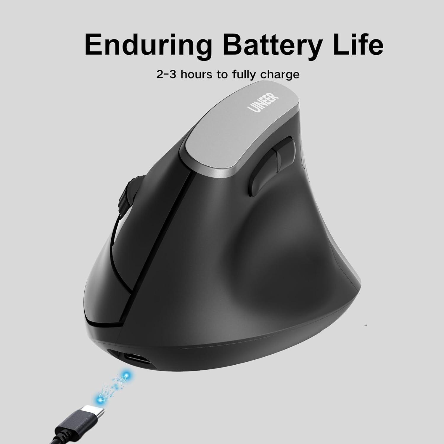 Vertical Ergonomic Wireless Mouse Bluetooth Rechargeable Black