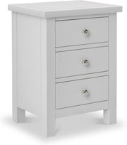 Dove Grey Solid Wood 3 Drawer Bedside Table Fully Assembled 42x32x56cm