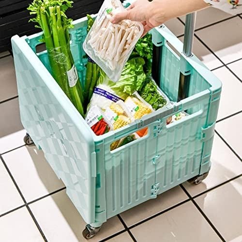 Folding Shopping Trolley with Lid – 65L Collapsible Rolling Cart for Storage