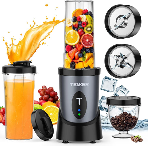 Portable 850W Personal Smoothie Blender with 2x 650ml Bottles & Grinder