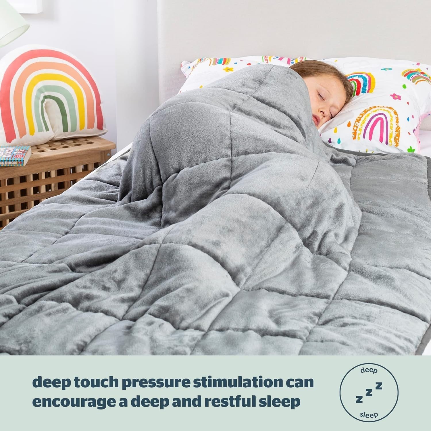 Kids Weighted Blanket Grey 3kg 100x150cm Calming Sensory Sleep Aid
