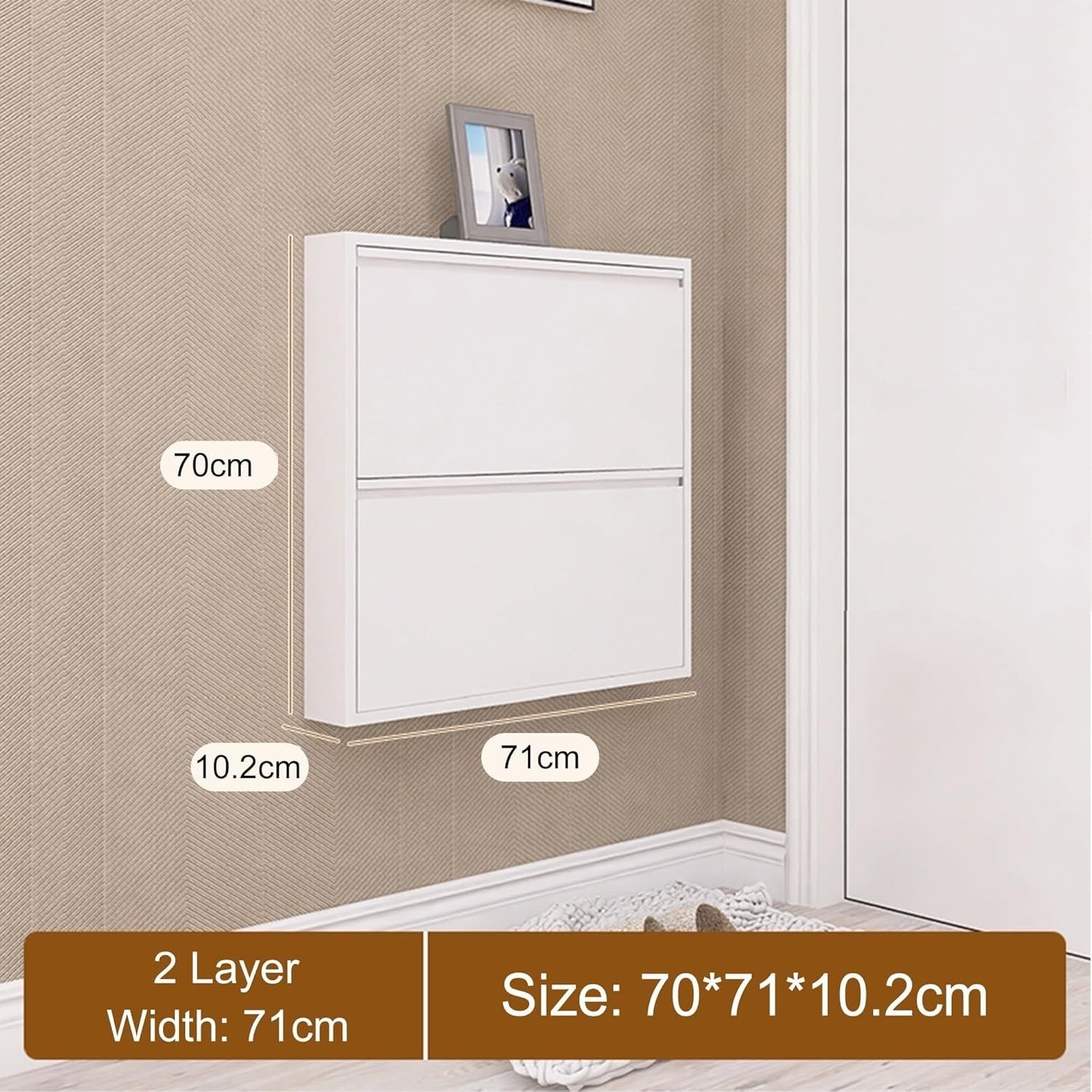Slim Lockable Shoe Storage Cabinet with Flip-Down Doors – Space-Saving Entryway.