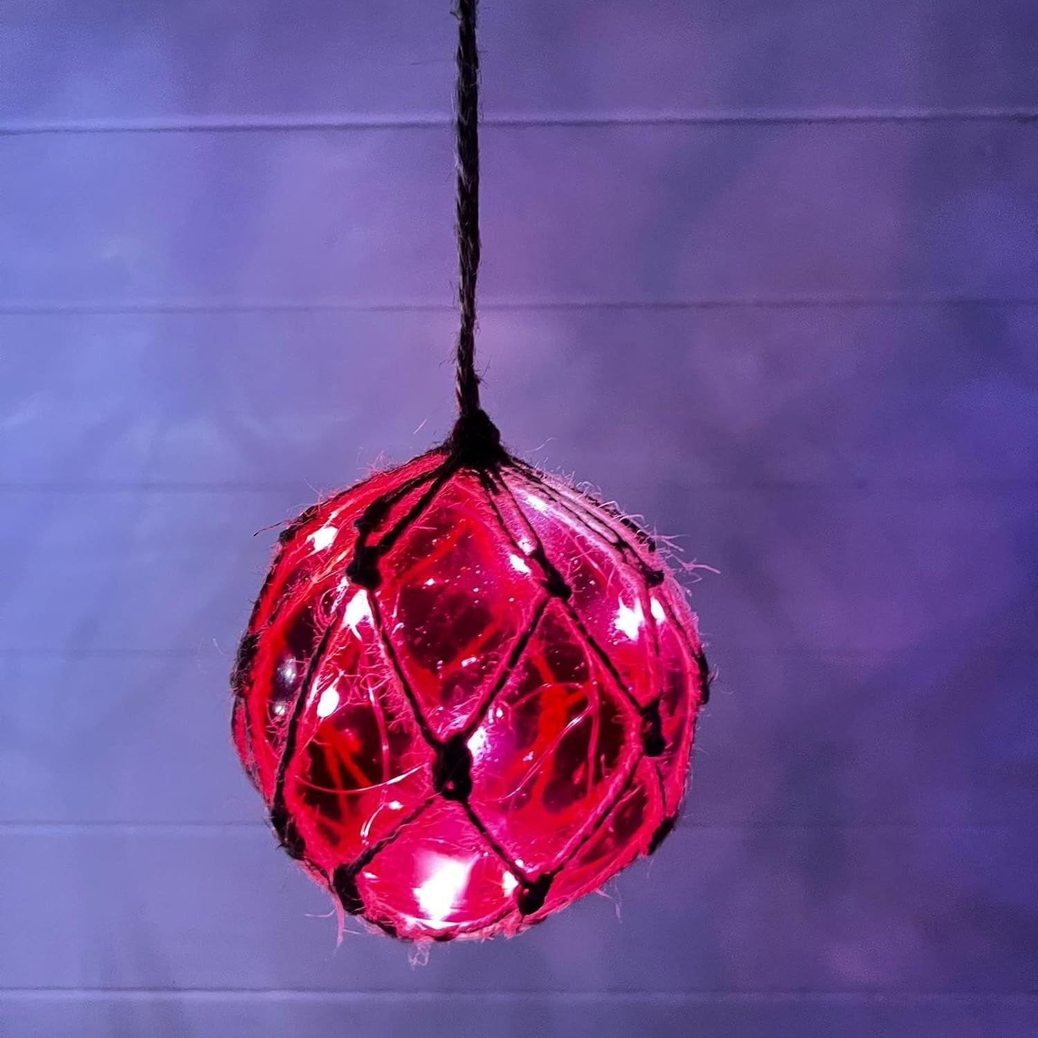 Red Glass Fishing Buoy Light LED Nautical Hanging Lamp Coastal Home Decor 10cm