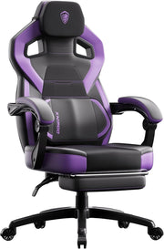 Gaming Chair Wide Back Ergonomic Office Desk Recliner Footrest Purple Leather