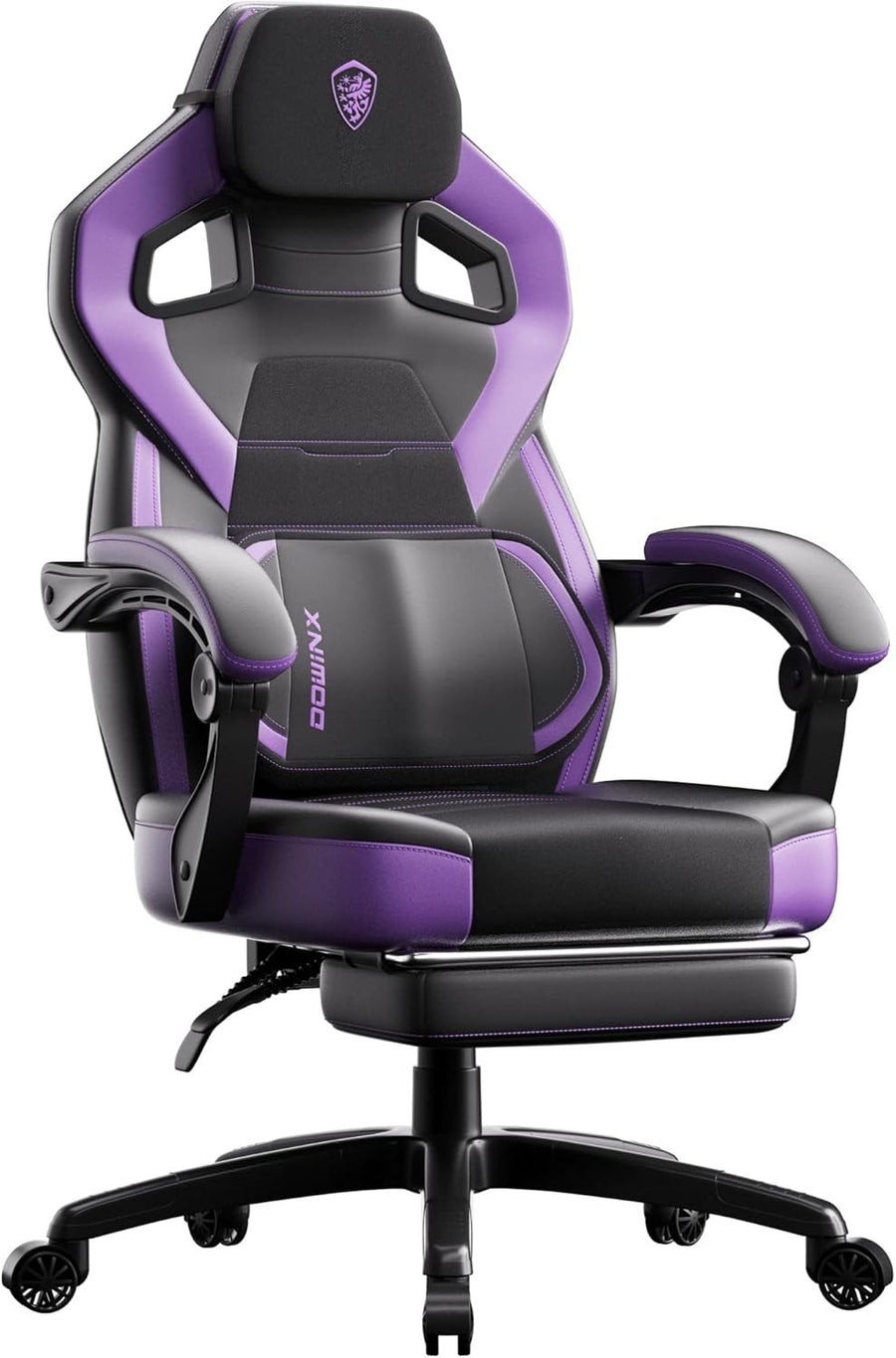 Gaming Chair Wide Back Ergonomic Office Desk Recliner Footrest Purple Leather