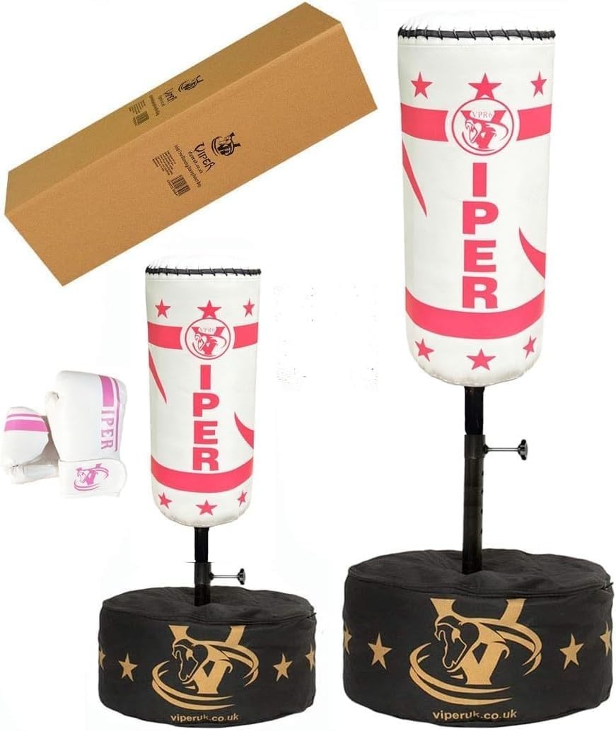 Kids Freestanding Boxing Punch Bag Adjustable Height Gloves Set
