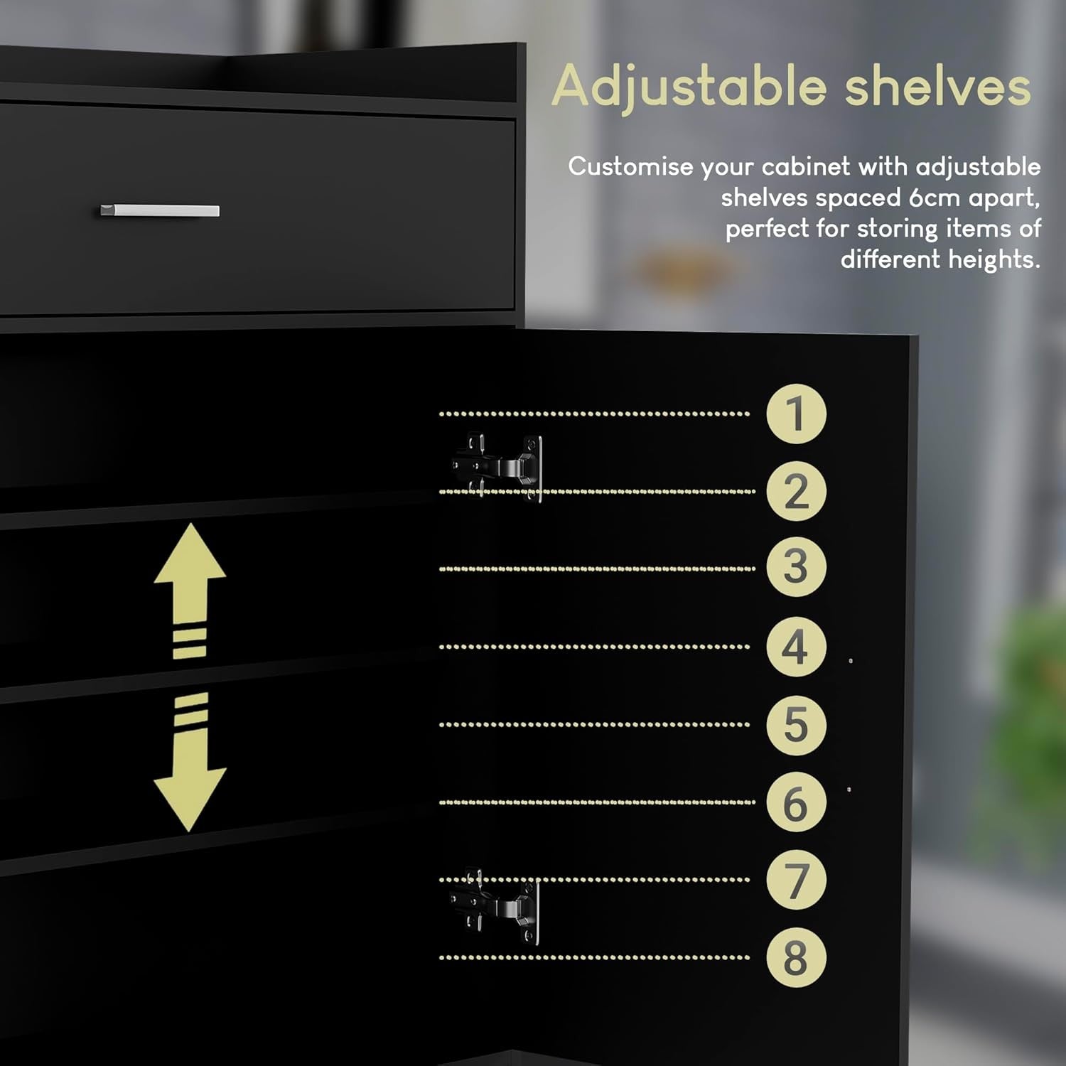 Modern Black Shoe Cabinet 2 Door 1 Drawer Cupboard Hallway Storage Unit