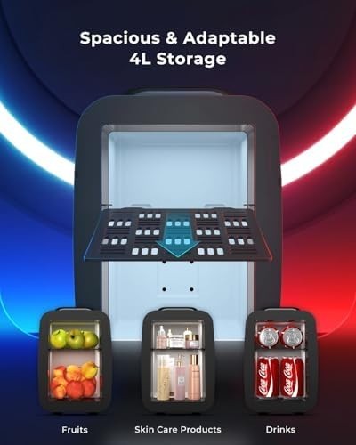 4L Mini Fridge Cooler & Warmer Portable LED AC/DC for Bedroom Car