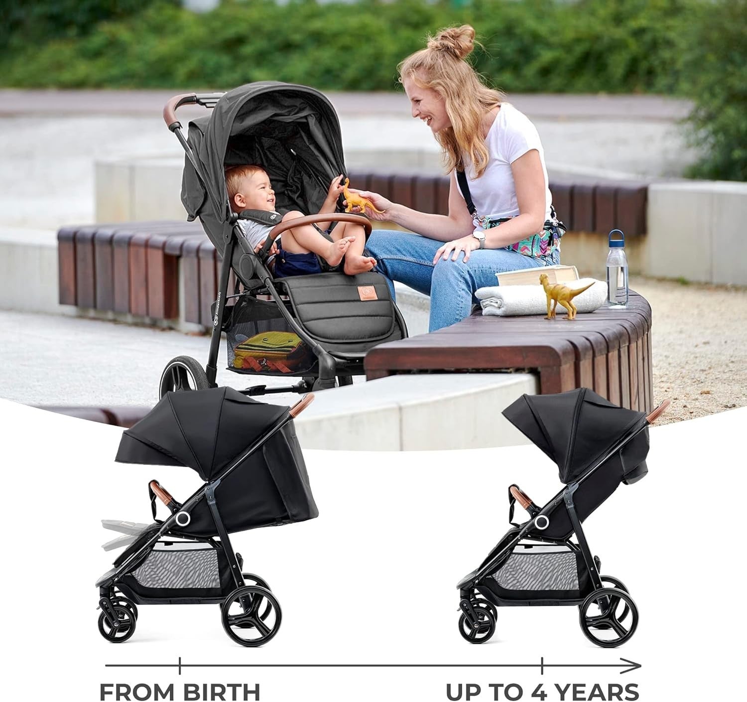 Large Baby Pushchair Stroller Lie Flat One Hand Fold All Terrain 22kg
