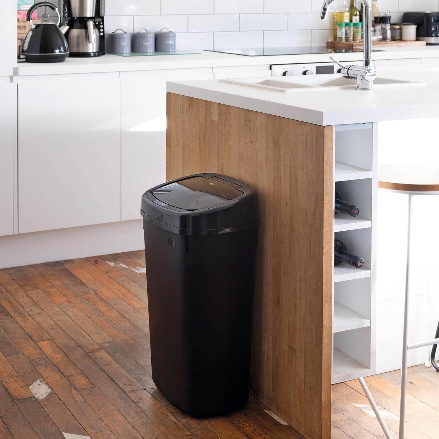 50L Touchless Kitchen Bin Automatic Sensor Black Lid