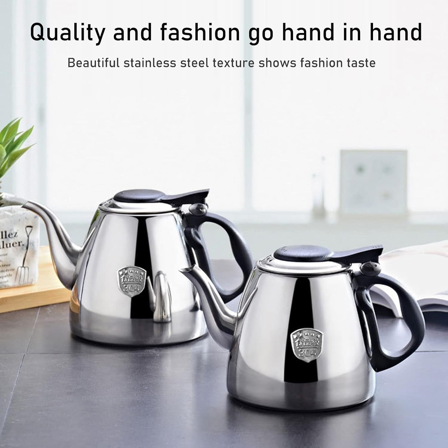 Stainless Steel Teapot 1.2L Stove Top Tea Coffee Pot Heat Resistant Handle