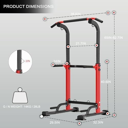 Adjustable Pull Up & Dip Station Power Tower Home Gym Rack