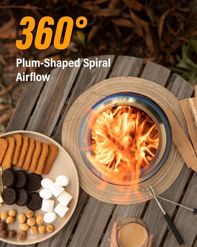 Smokeless Tabletop Fire Pit Portable Wood Pellet Burner Safe Indoor Outdoor