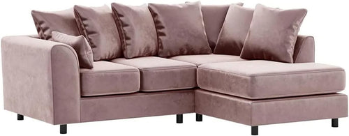 Pink L-Shaped 3+2 Seater Corner Sofa - Plush Fabric Modular Couch (Right Hand)