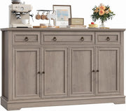 Grey Sideboard Cabinet 4 Door 3 Drawer Storage Unit for Dining Kitchen**