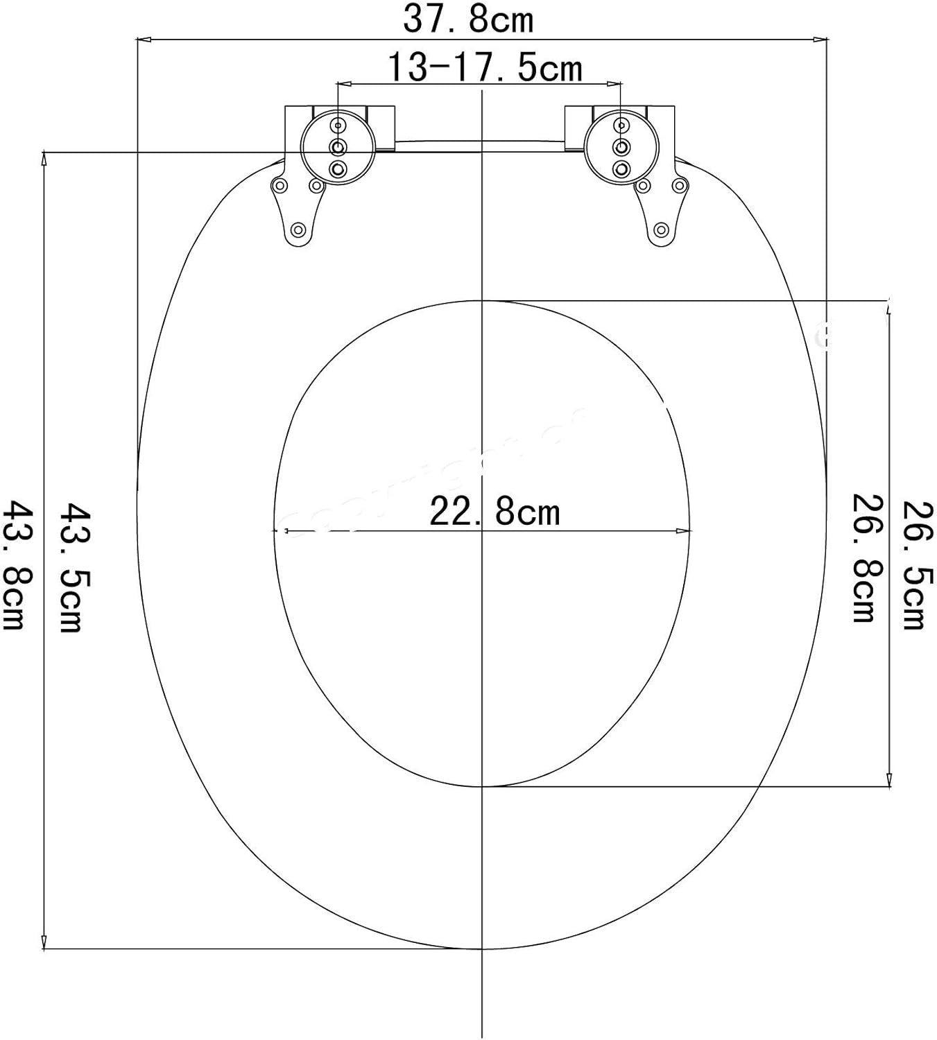 Wooden Toilet Seat Soft Close Black MDF Heavy Duty Standard WC 43.8x37.8cm