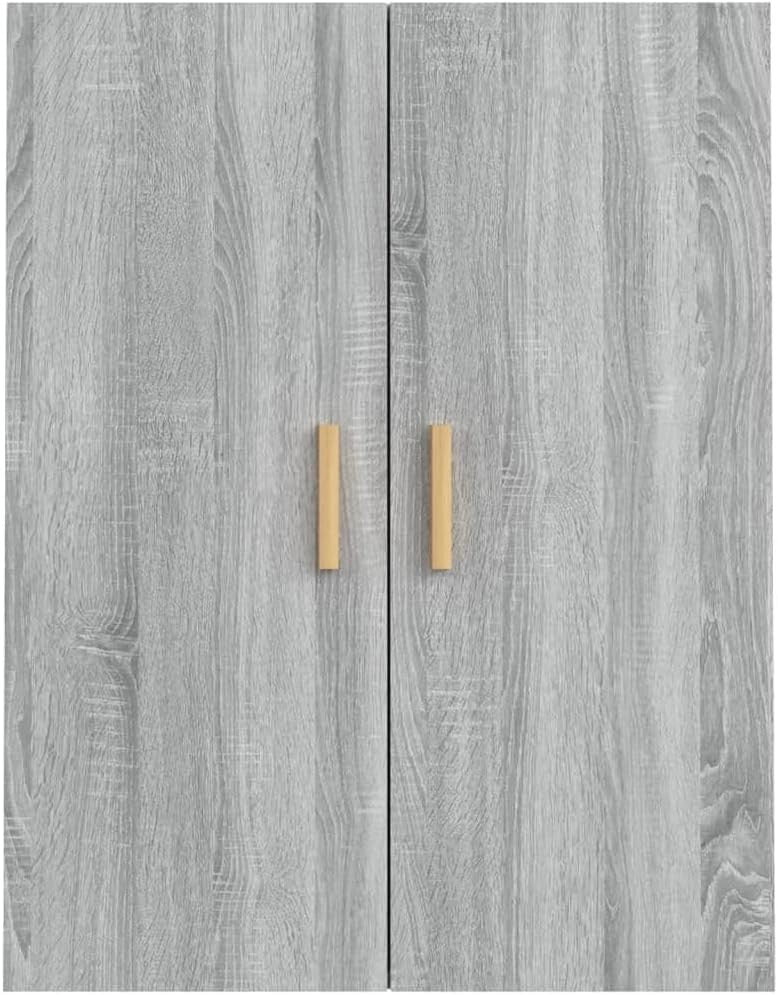 Grey Wall Cabinet Storage Unit with Doors, 3 Compartments, Modern Look.