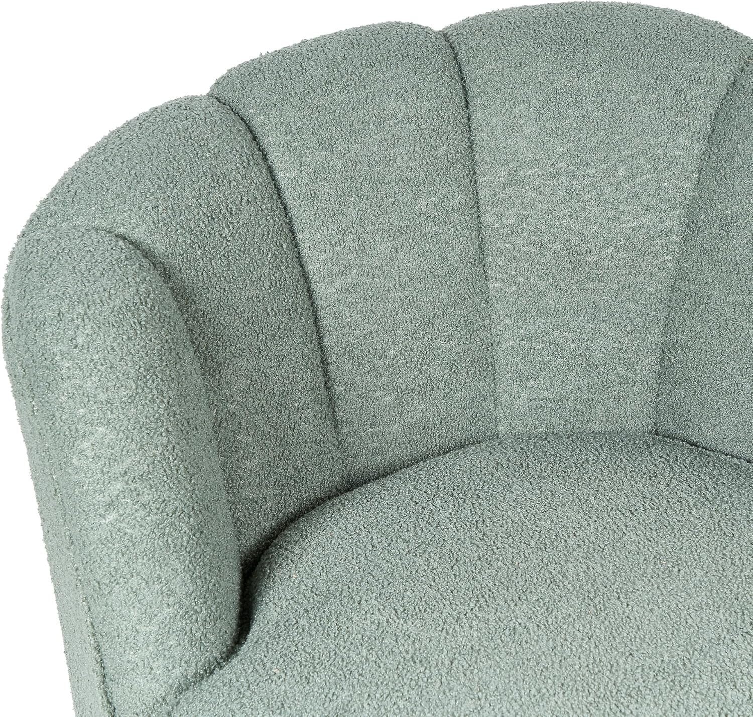 Modern Green Boucle Chaise Lounge Reclining Black Metal Legs Stylish Seat