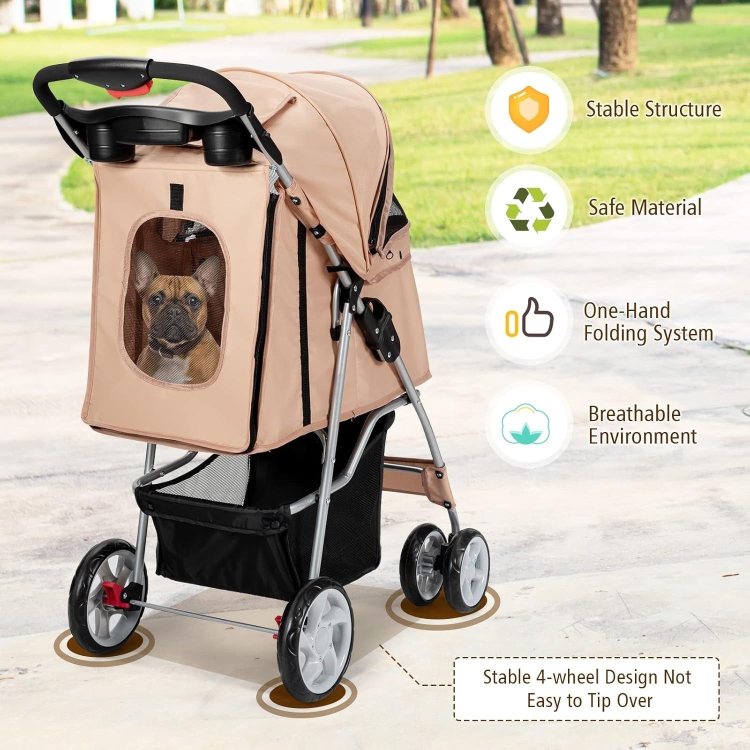 Foldable Pet Stroller Dog Cat Travel Buggy Lockable Wheels 15kg