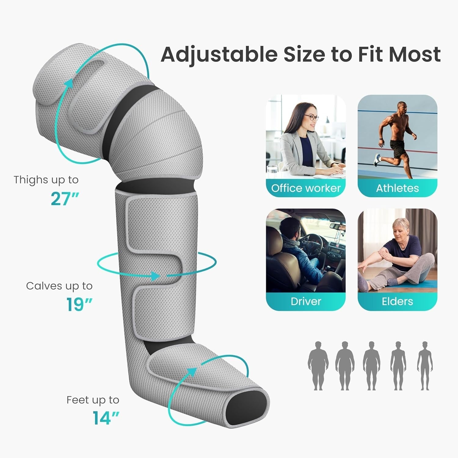 Heat Compression Leg Massager with 3 Modes, Adjustable Calf & Knee Pain Relief