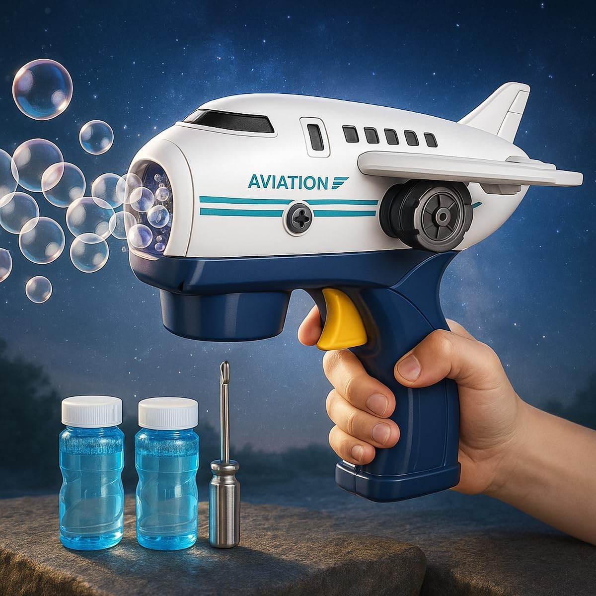 DIY Bubble Airplane Toy Gun Glider with 2 Bubble Solutions