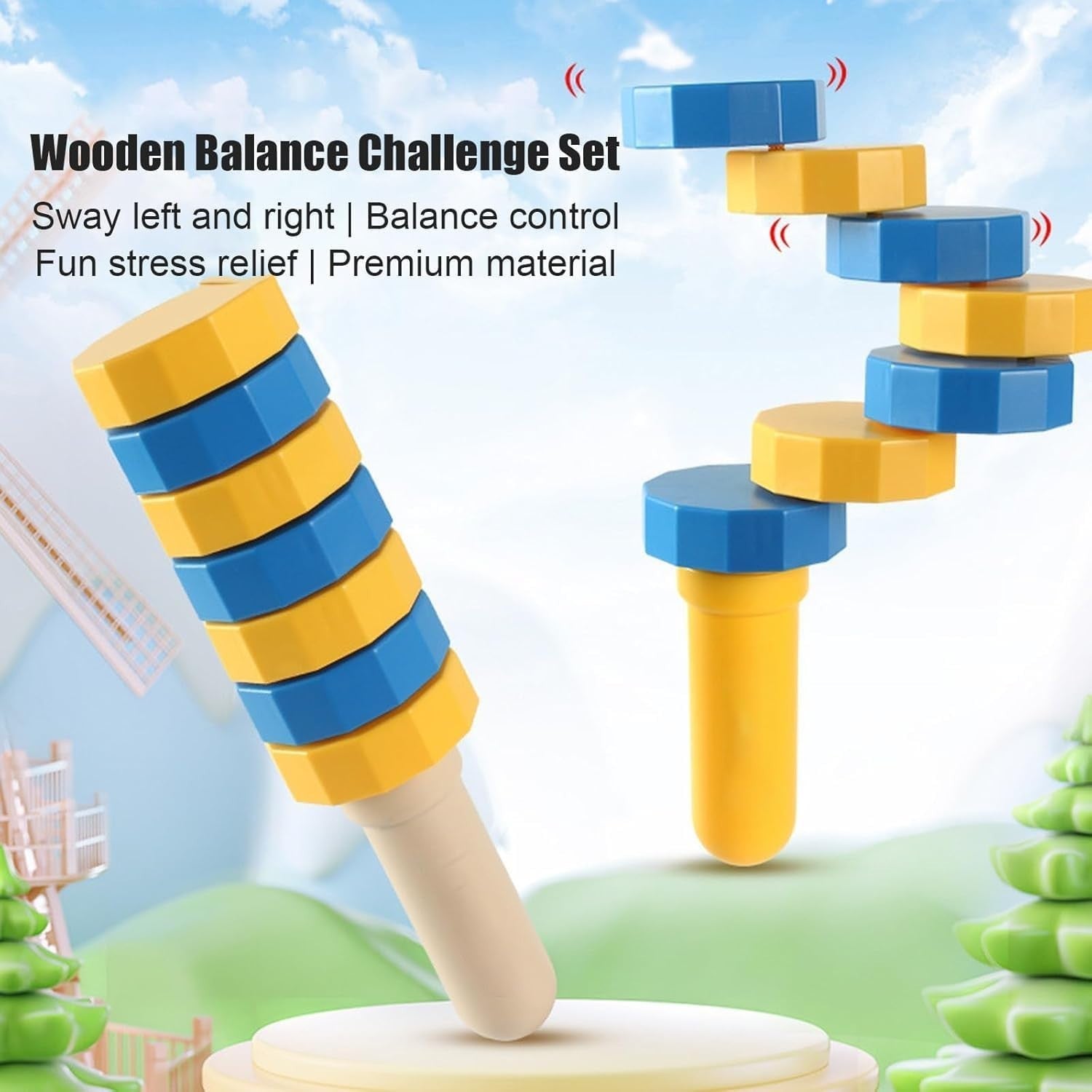 Handheld Wooden Balance Challenge Magnetic Fidget Focus Training Toy