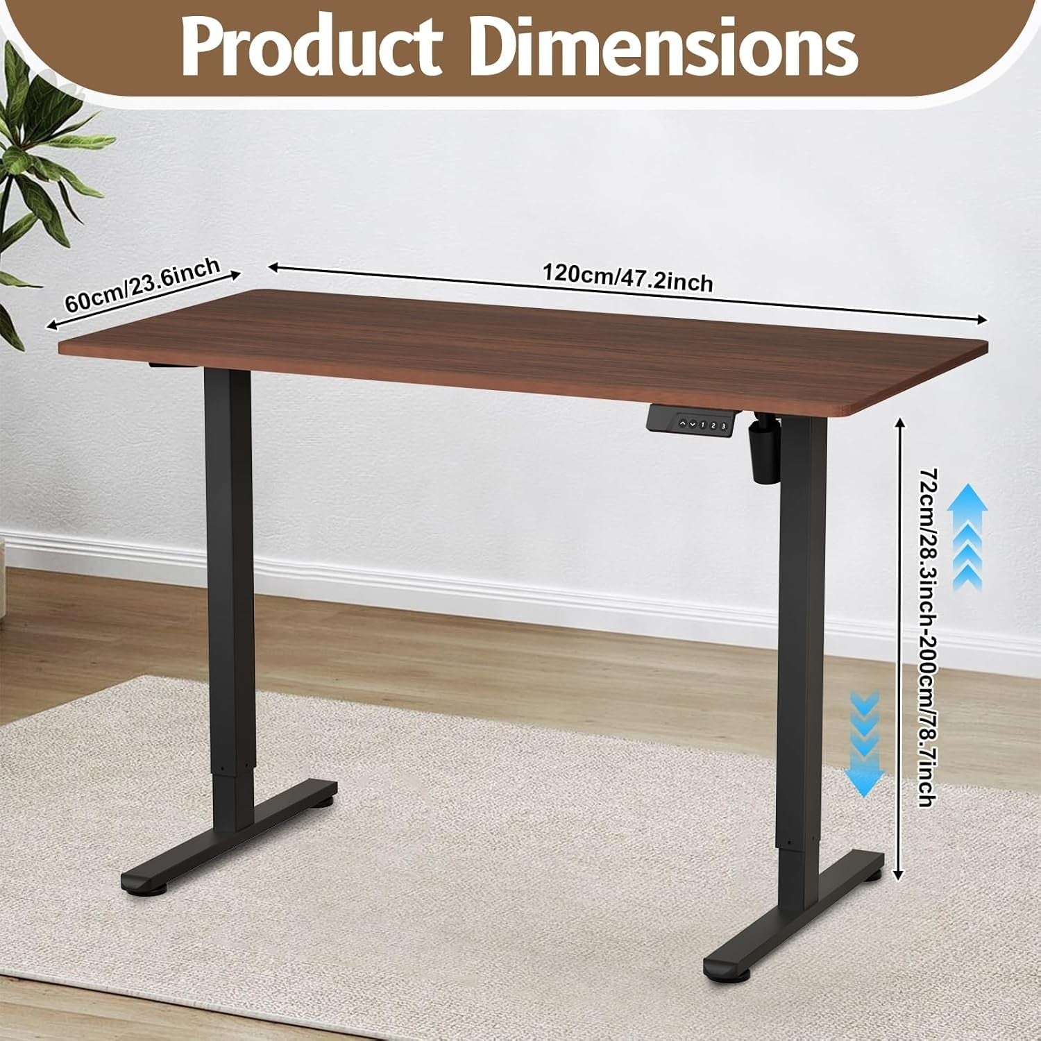 Electric Height Adjustable Standing Desk 120x60cm Ergonomic Sit Stand Table