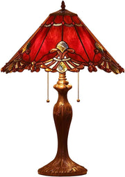 Baroque Red Tiffany Style Table Lamp 26" Tall, 2 E27 Bulbs, Handmade Shade
