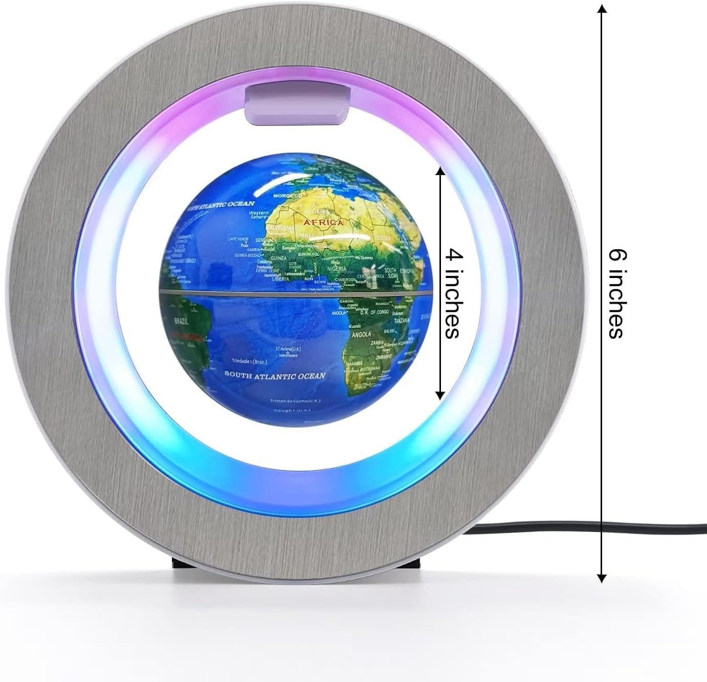 Magnetic Levitating Globe, Floating O-Shape LED World Map Desk Decor