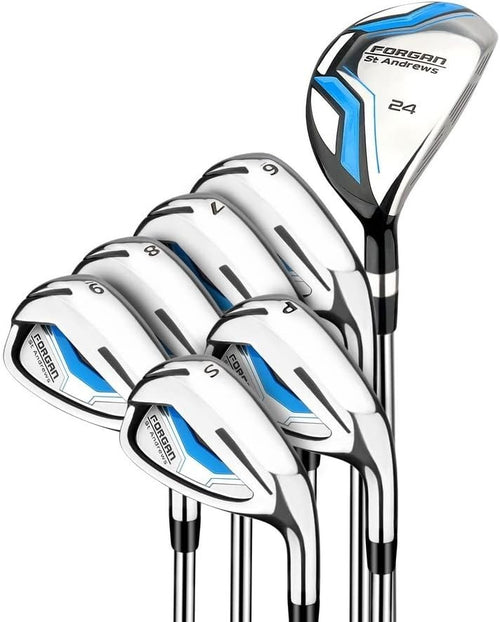 Mens Left Hand Iron Set 6-SW + 24° Hybrid Steel Shafts Forgiving